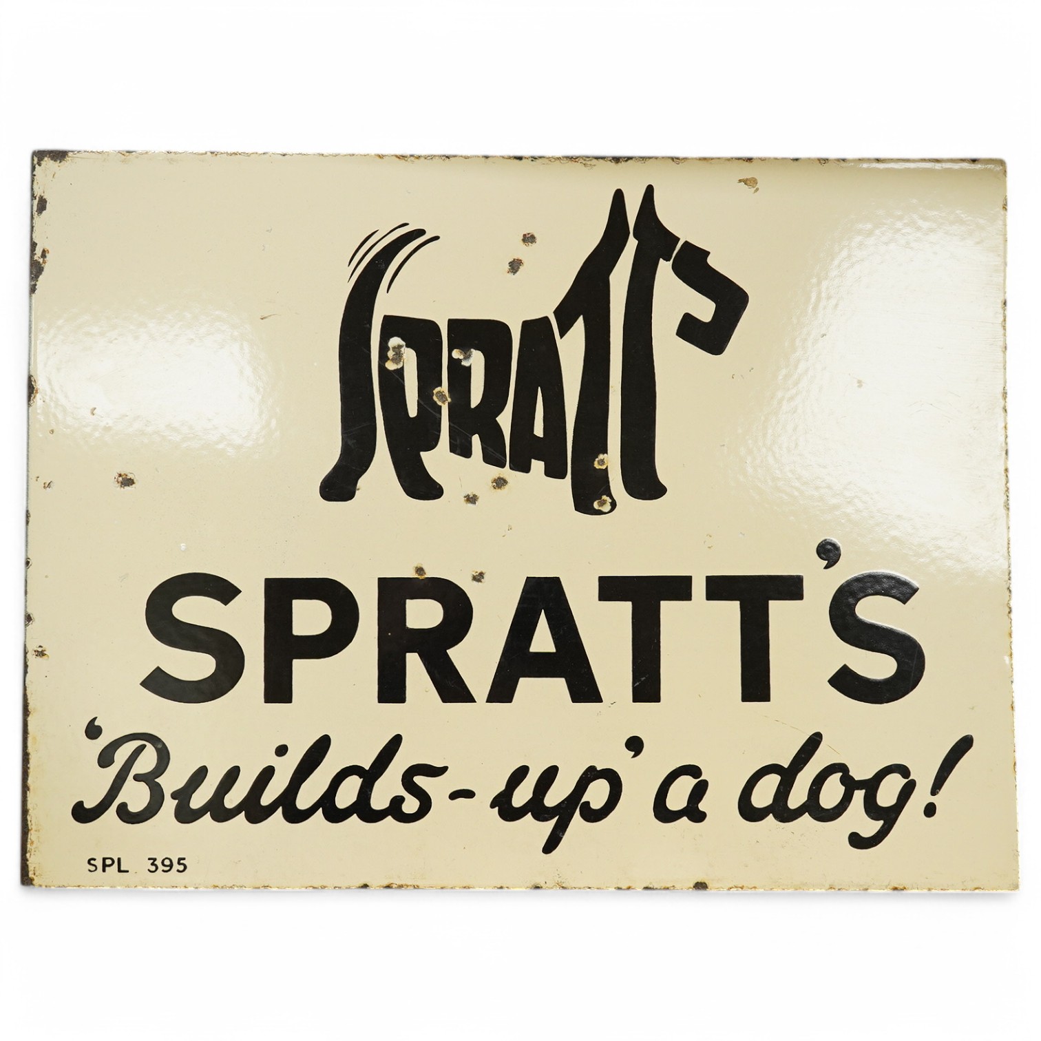 A double sided Spratt's enamel advertising tin sign, 40cm wide. Condition - fair